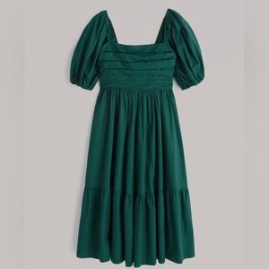Abercrombie & Fitch Emerson Puff Sleeve Poplin Midi Dress